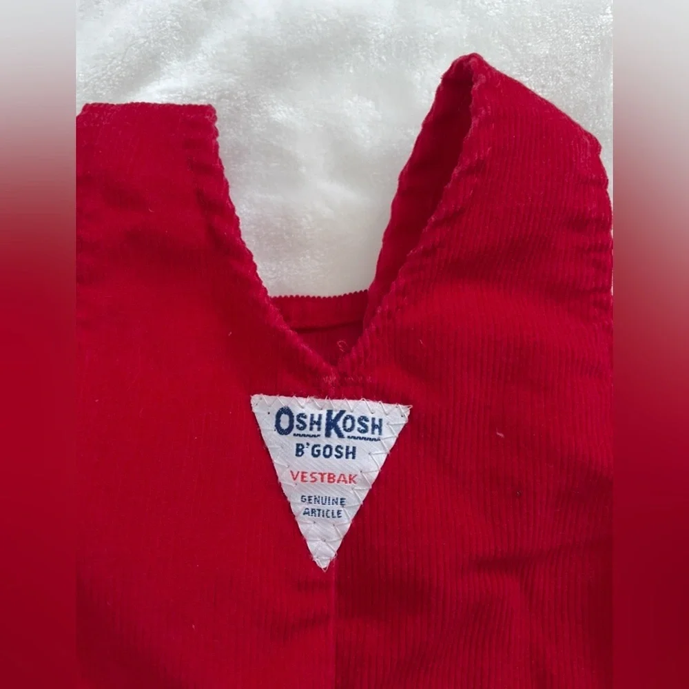 Genuine Vintage 1970s Red Corduroy Oshkosh Infant Overalls